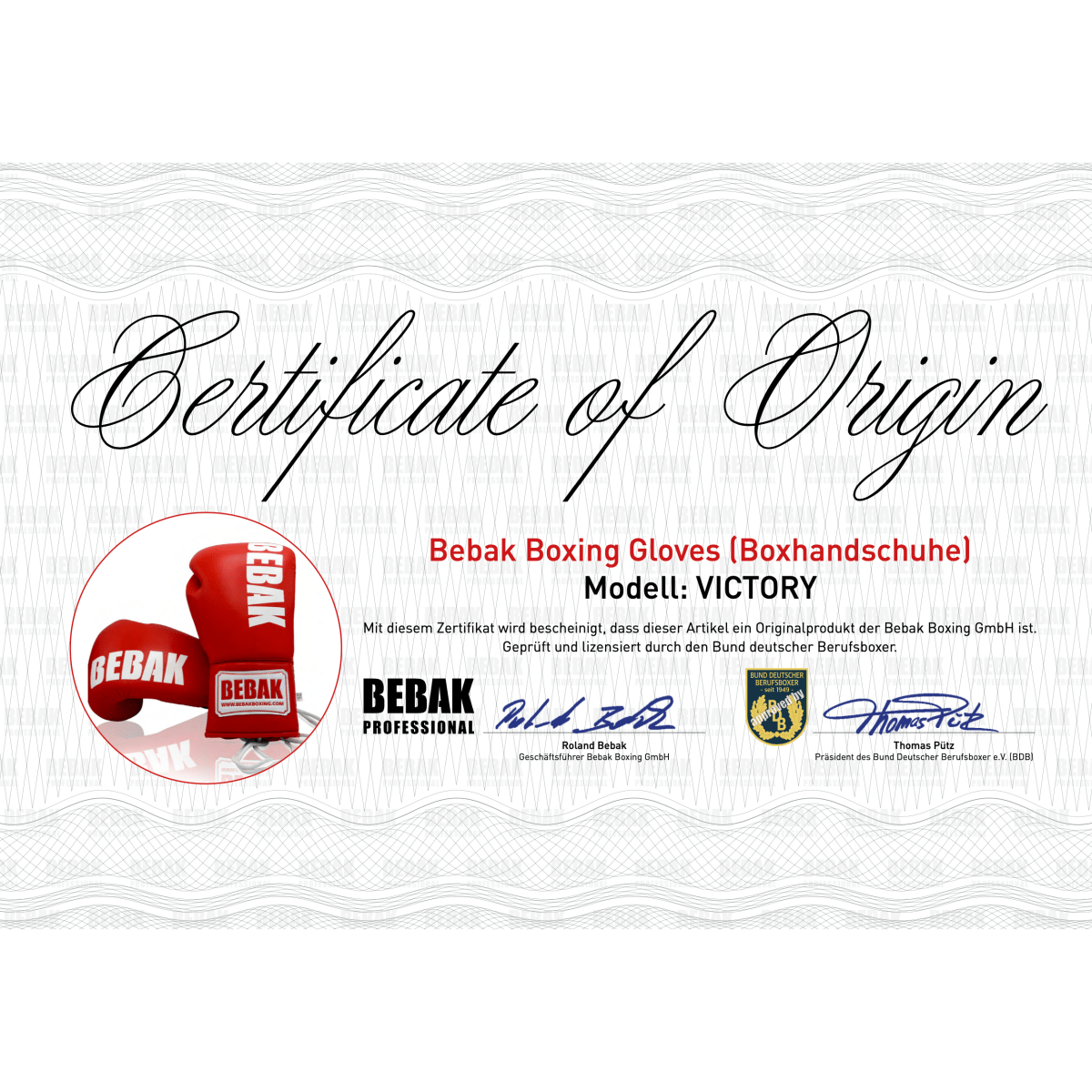 BEBAK BOXING Wettkampf Victory BDB Leder - BEBAK BOXING