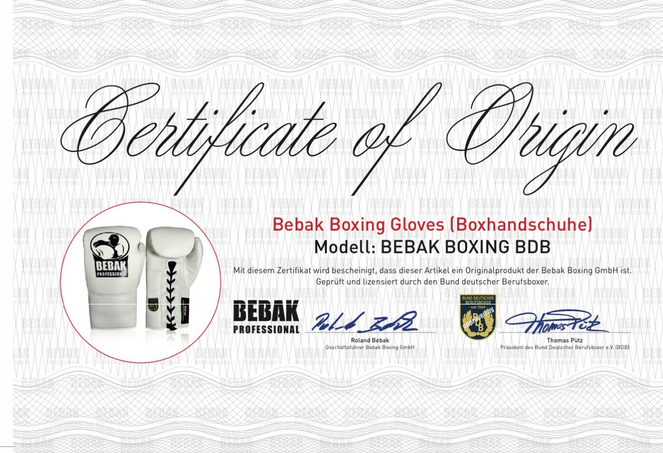 BEBAK BOXING Wedstrijd lederen bokshandschoenen BDB-gecertificeerd - BEBAK BOXING