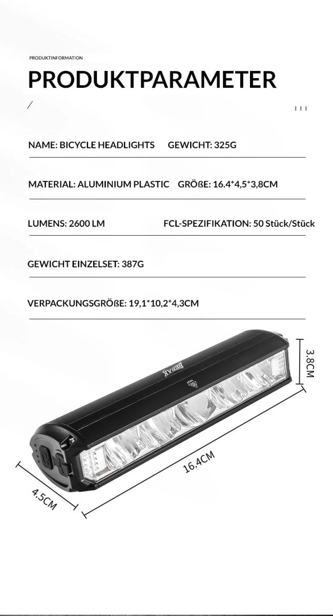 BEBAK PRO 2600LM LED-Fahrradlampe - BEBAK BOXING