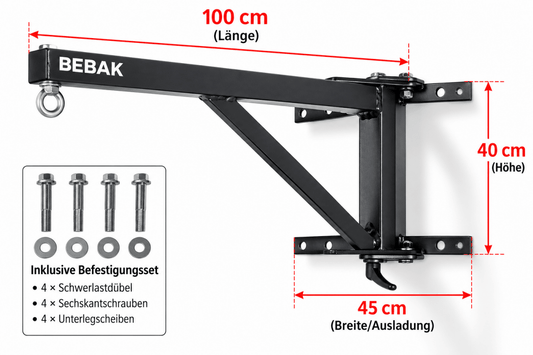 BEBAK Professional Boxsack-Wandhalterung – schwenkbar, bis 70 kg - BEBAK BOXING